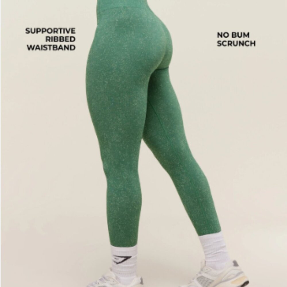 Gymshark Adapt Fleck Seamless Leggings Womens Medium Green Body Fit Athleisure